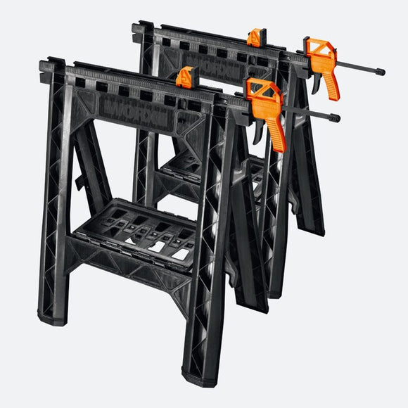 Worx Clamping Sawhorses with Bar Clamps